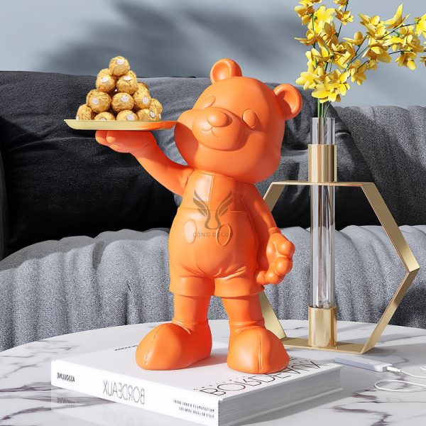 Tượng gấu bưng khay cute  CD1401