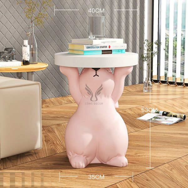 Mô hình thỏ đỡ bàn đặt canh sofa