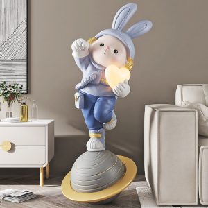 Thỏ đứng trên hành tinh trang trí phòng khách