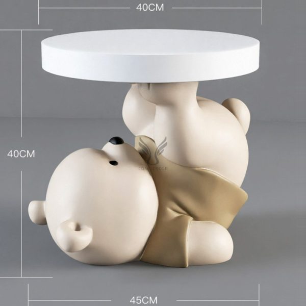 Tượng gấu đỡ bàn trà nhỏ