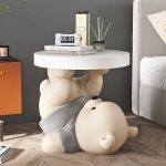 Tượng gấu đỡ bàn trà nhỏ