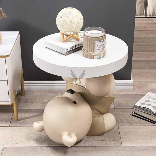Tượng gấu đỡ bàn trà nhỏ