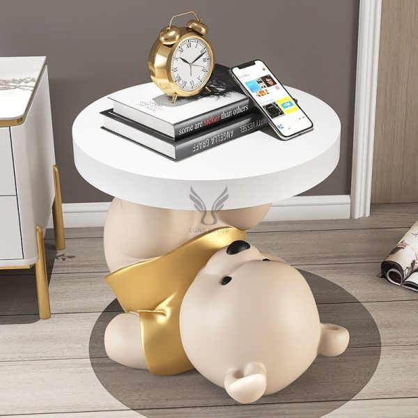 Tượng gấu đỡ bàn trà nhỏ