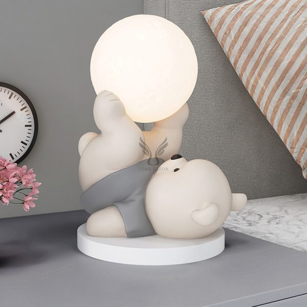 Tượng gấu nhỏ kết hợp đèn ngủ