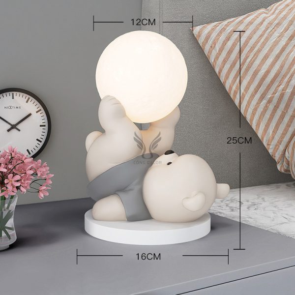 Tượng gấu nhỏ kết hợp đèn ngủ