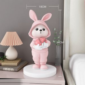 Tượng thỏ ôm trái tim hồng