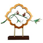 Decor đôi chim sẻ đậu trên cành tre CD3132