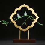 Decor đôi chim sẻ đậu trên cành tre CD3132