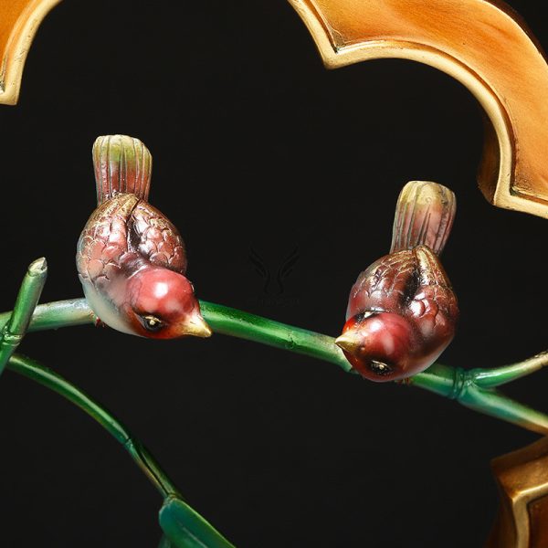 Decor đôi chim sẻ đậu trên cành tre CD3132