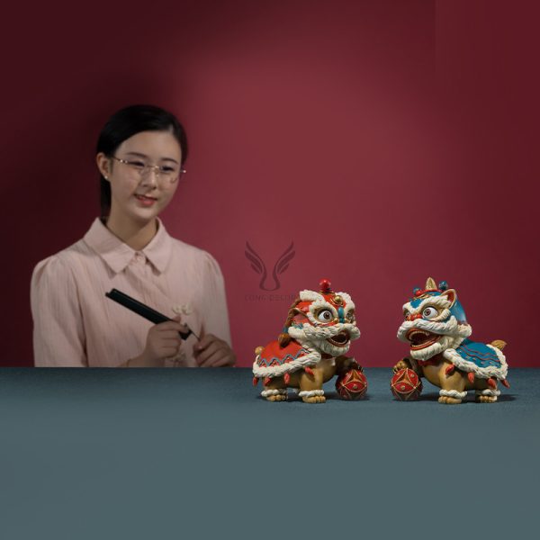 Qùa tặng tượng múa lân bằng đồng CD1999