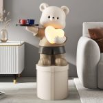 Tượng chú gấu bưng khay đẹp CD1530