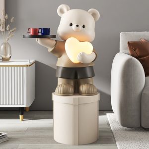 Tượng chú gấu bưng khay đẹp CD1530