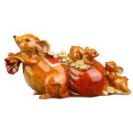 Tượng chuột kéo túi tiền phong thủy để bàn CD890