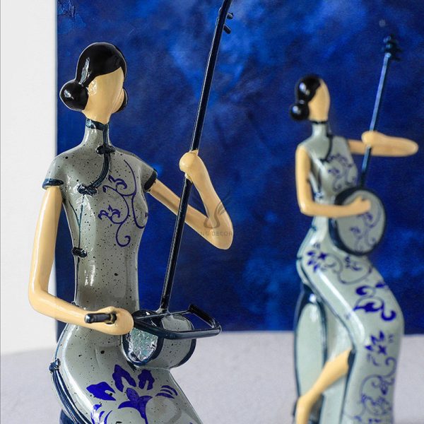 Tượng cô gái Trung Hoa đánh đàn CD3174