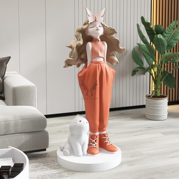 Tượng cô gái đáng yêu decor nội thất CD1439