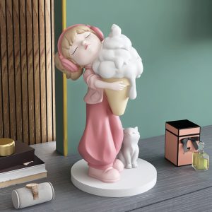 Tượng cô gái ôm kem trang trí CD1440