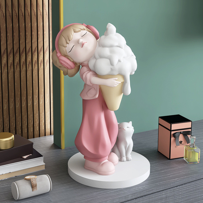 Tượng cô gái ôm kem trang trí CD1440