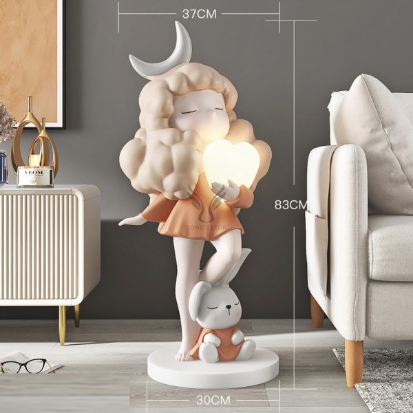 Tượng cô gái tóc mây kết hợp đèn led CD1472
