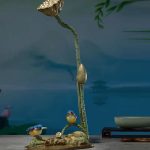 Tượng đôi chim bói cá đậu trên hoa sen làm quà tặng CD2013