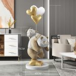 Tượng gấu béo cõng nhau để sàn CD1441