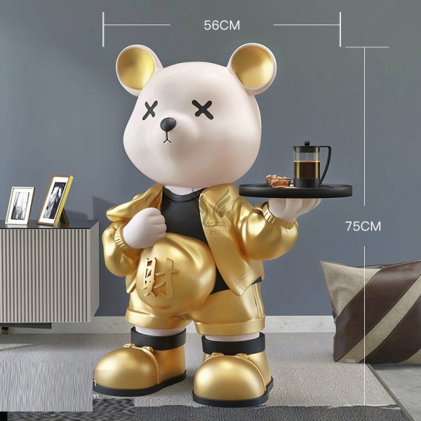 Tượng gấu cầm túi tiền kết hợp bưng khay CD1508