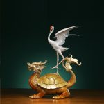 Tượng hạc đậu trên lưng rùa độc đáo CD1912
