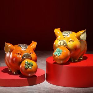 Tượng heo ăn hồng đẹp CD1913