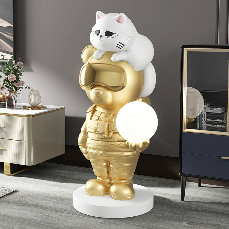 Tượng phi hành gia cùng chú mèo để sàn CD1438
