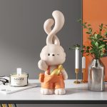 Tượng thỏ cầm cà rốt trang trí CD1453