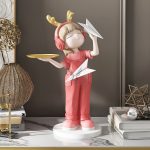 Tượng trang trí phòng khách cô gái bưng khay CD1524