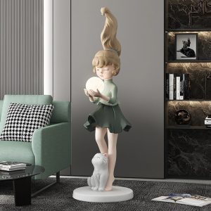 Tượng bé gái ôm đèn
