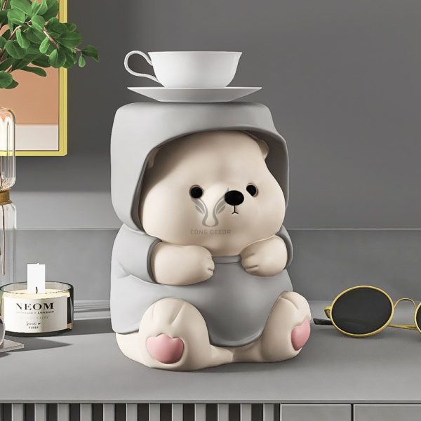 Tượng gấu béo bày kệ tủ