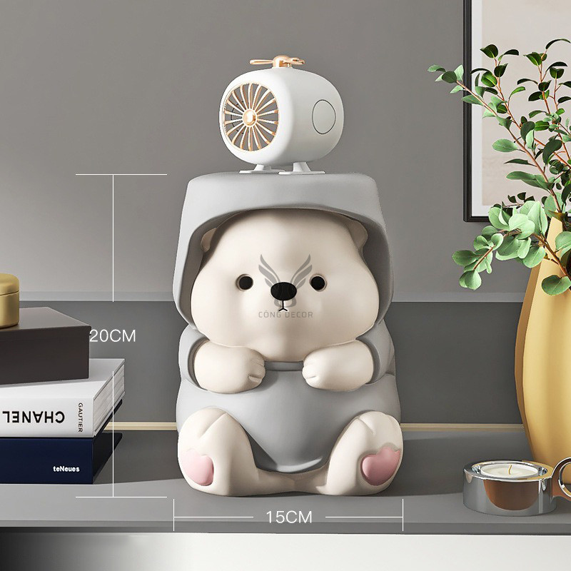 Tượng gấu béo bày kệ tủ