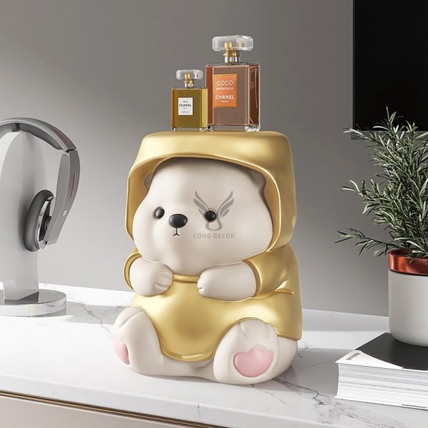 Tượng gấu béo bày kệ tủ