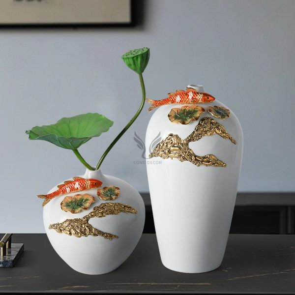 Bình gốm sứ màu men trang trí bàn làm việc CD31346