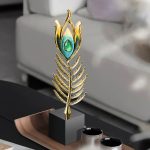 Đồ trang trí để bàn lông chim công sang trọng hiện đại CD31443