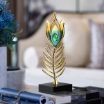 Đồ trang trí để bàn lông chim công sang trọng hiện đại CD31443