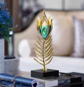 Đồ trang trí để bàn lông chim công sang trọng hiện đại CD31443