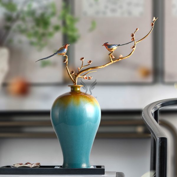 Lọ hoa trang trí cành đào sang trọng cao cấp CD31447